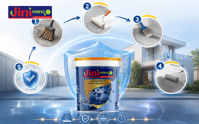 Quy trình thi công sơn chống thấm chất lượng JINI nano đạt hiệu quả cao