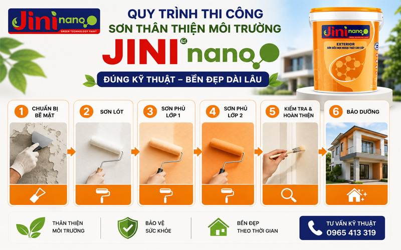 Quy trình thi công sơn thân thiện môi trường JINI nano đúng kỹ thuật